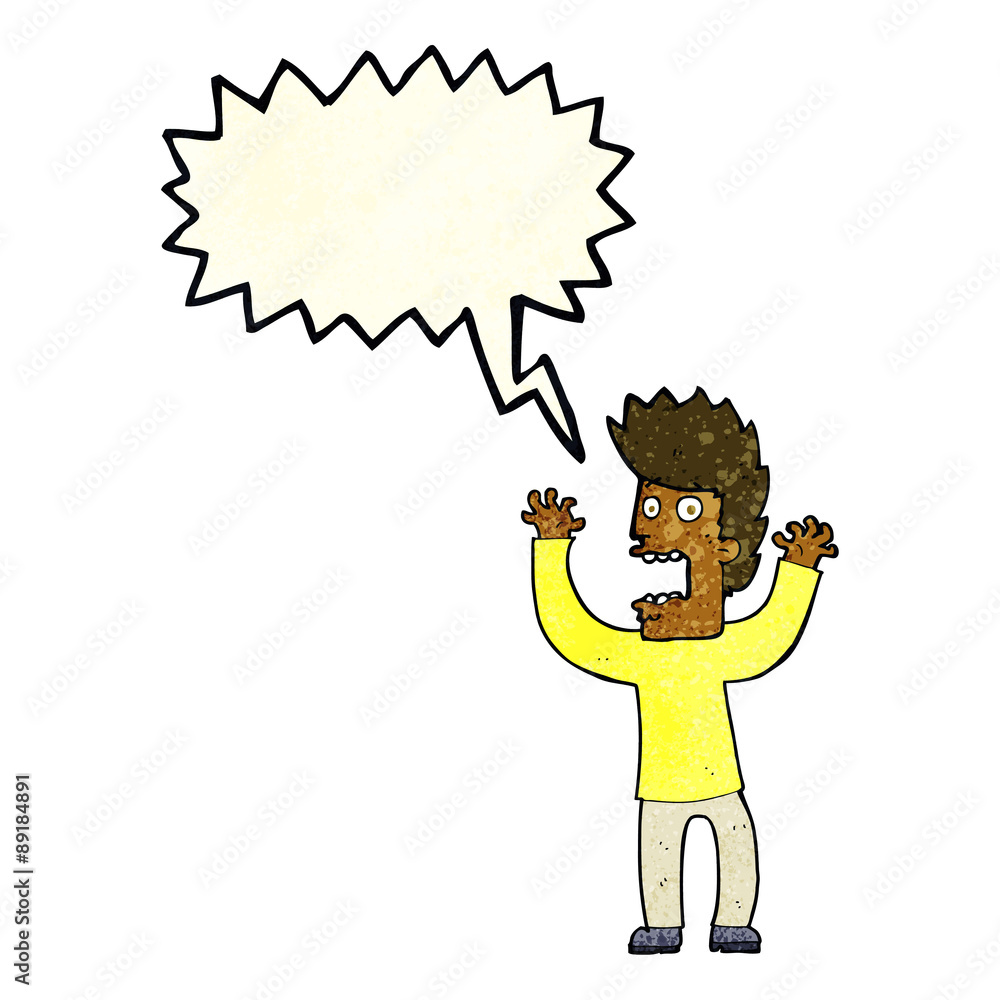 cartoon terrified man with speech bubble cartoon terrified man with speech bubble