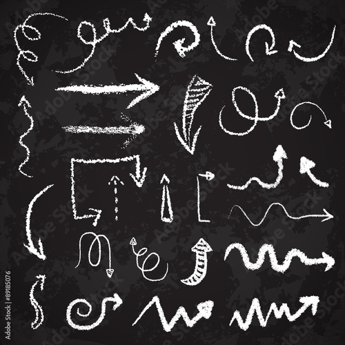 Vector hand drawn artistic chalk arrow set in grunge manner for web or infographic design