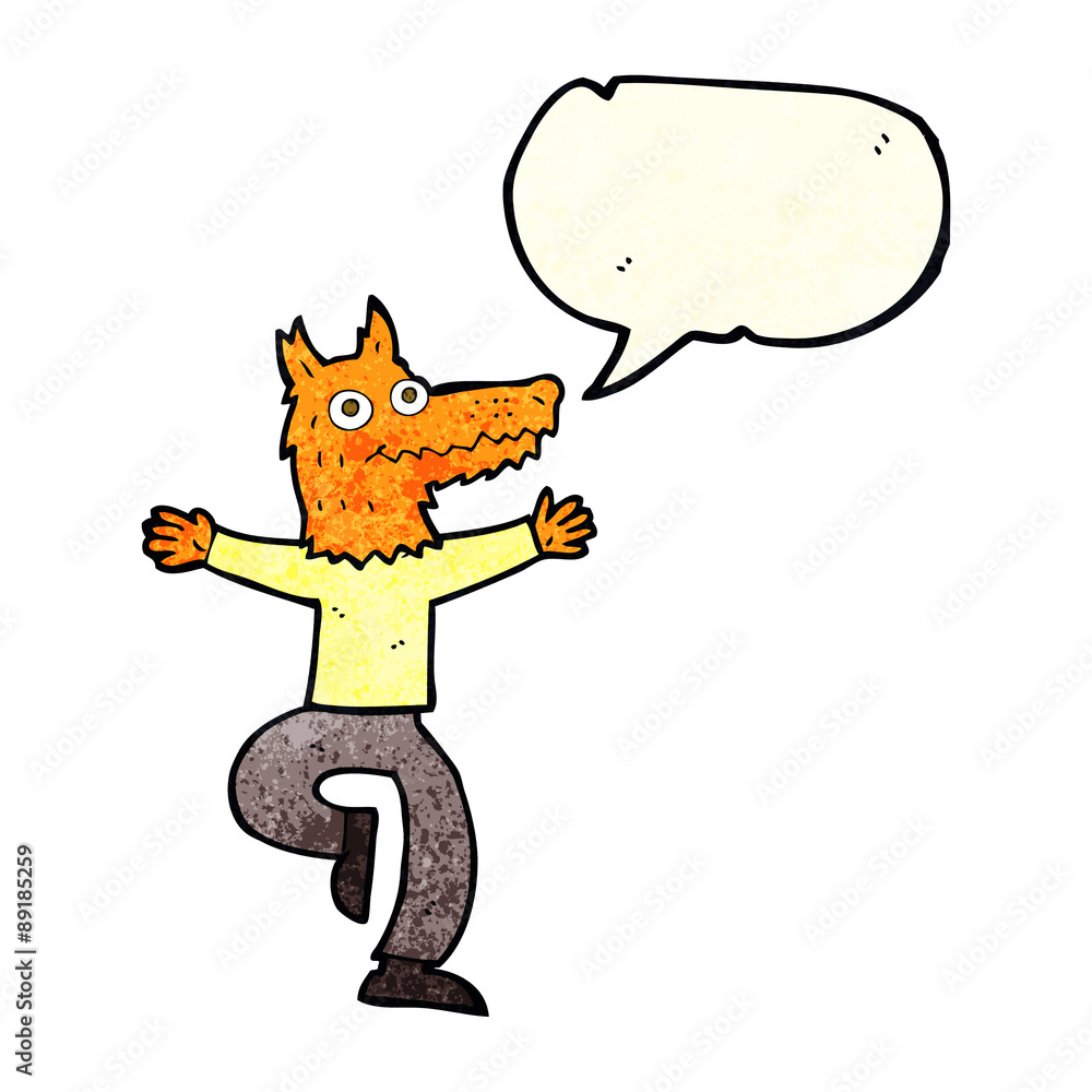 cartoon fox man with speech bubble cartoon fox man with speech bubble