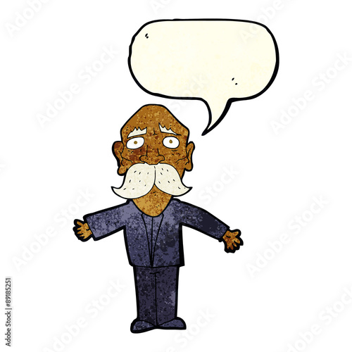 cartoon disappointed old man with speech bubble