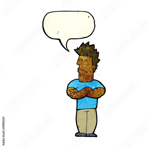 cartoon sulking man with speech bubble