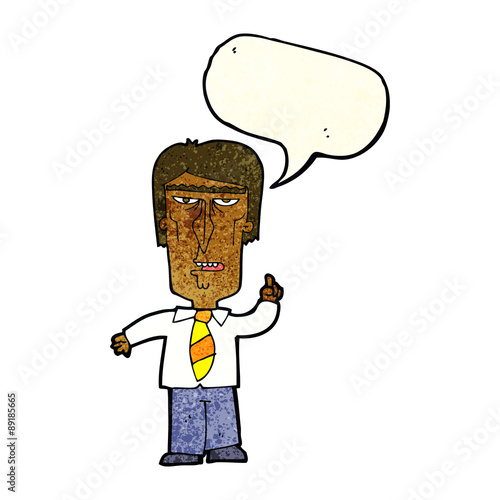 cartoon grumpy boss with speech bubble