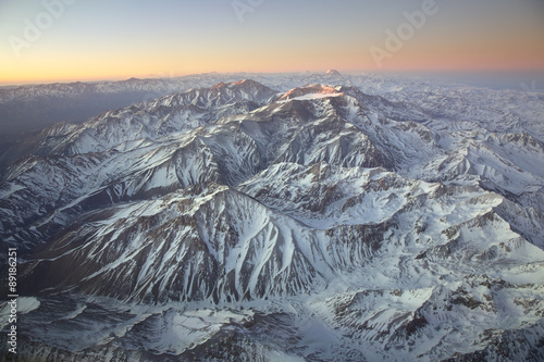 Landscape overflying the Andes mountain range and Aconcagua photo