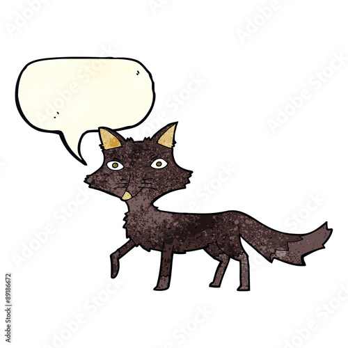 cartoon little wolf with speech bubble