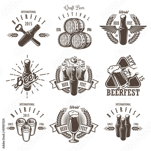 Set of vintage beer festival emblems