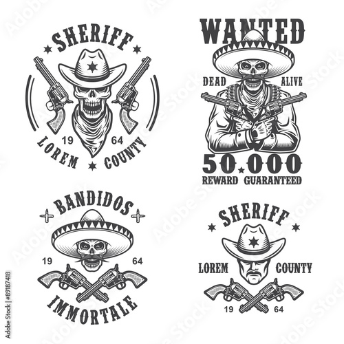 Set of sheriff and bandit emblems