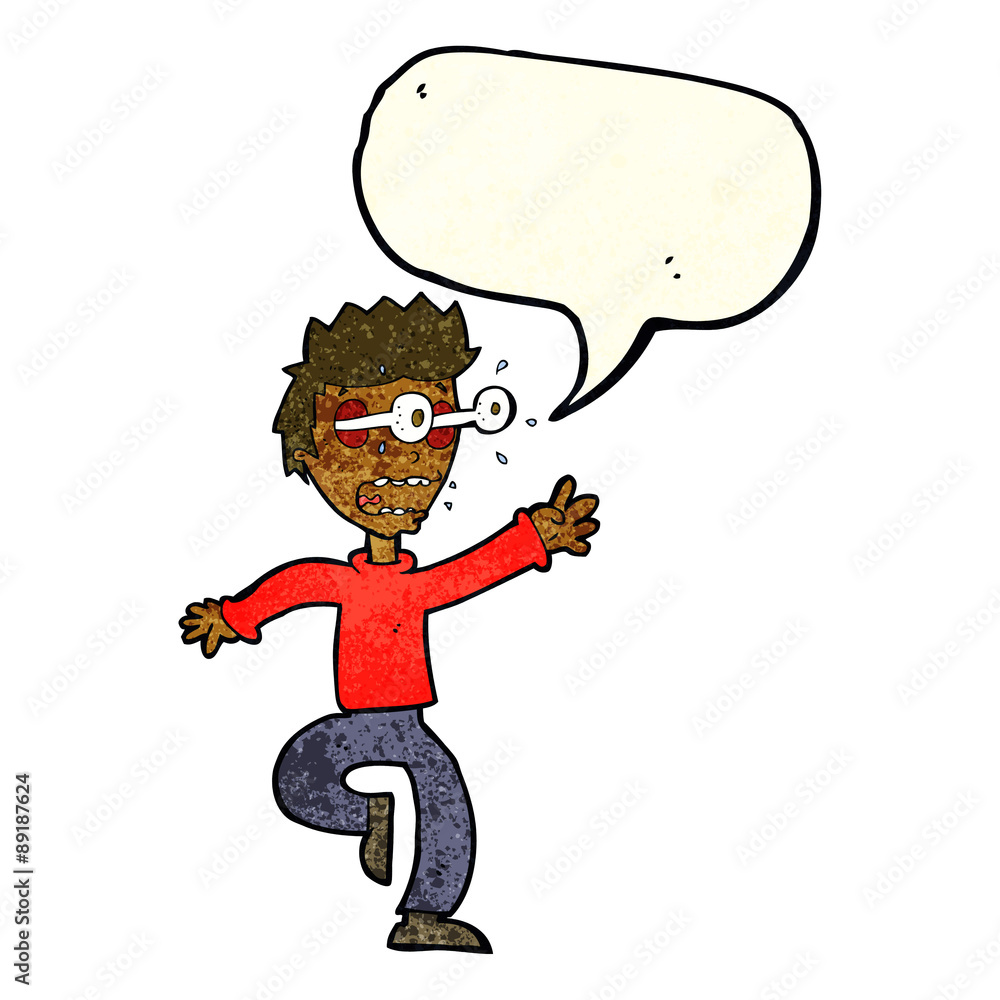 Fototapeta premium cartoon terrified man with eyes popping out with speech bubble