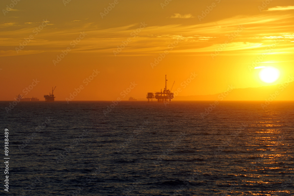 Oil Rig silhouette off California coast