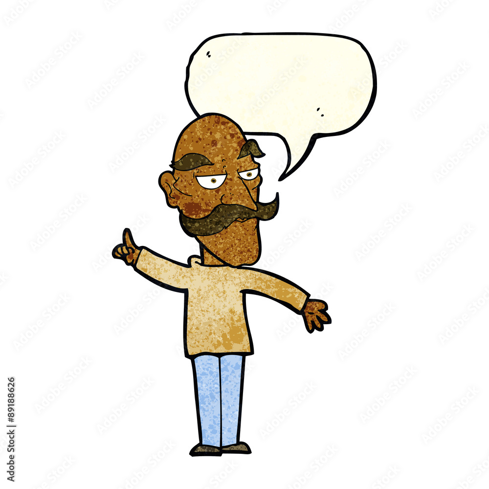 Fototapeta premium cartoon old man telling story with speech bubble