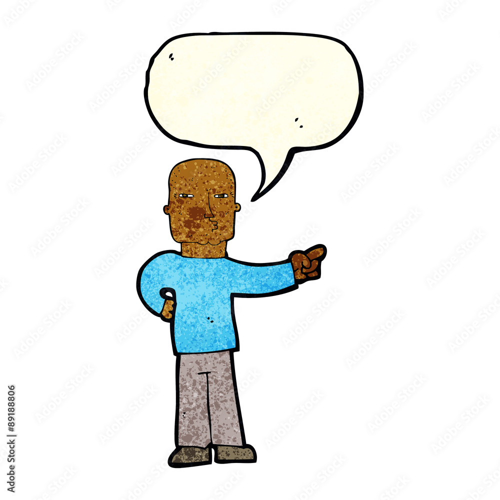 Fototapeta premium cartoon pointing man with speech bubble