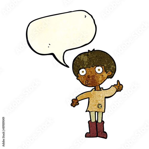 cartoon boy asking question with speech bubble