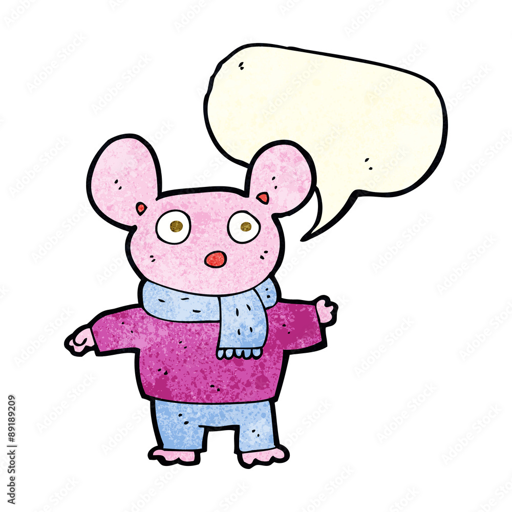 cartoon mouse in clothes with speech bubble cartoon mouse in clothes with speech bubble