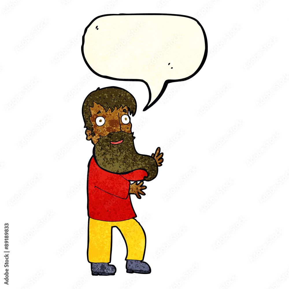cartoon excited bearded man with speech bubble cartoon excited bearded man with speech bubble