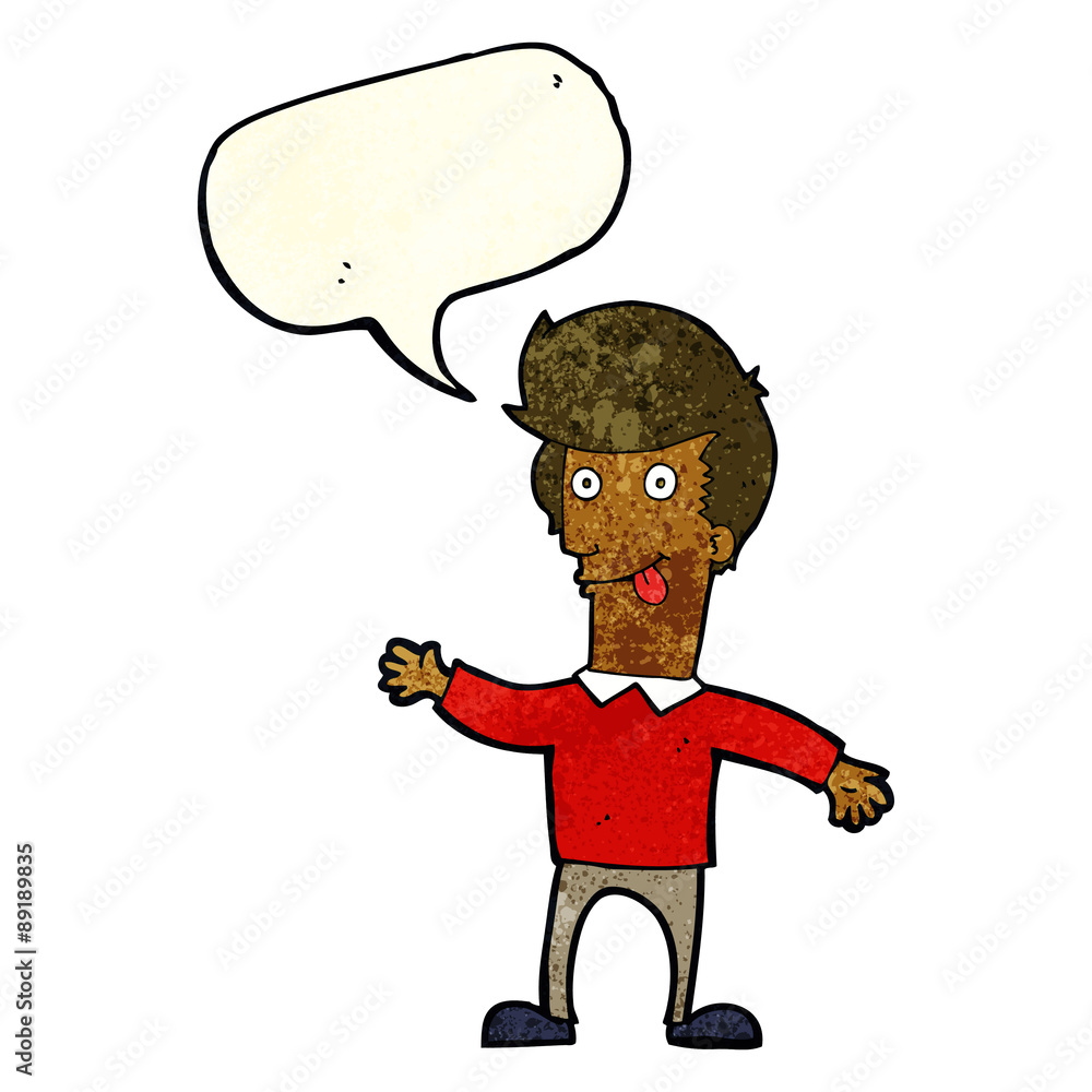cartoon man sticking out tongue with speech bubble cartoon man sticking out tongue with speech bubble
