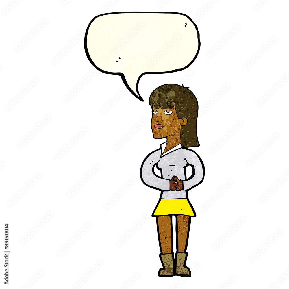cartoon woman waiting with speech bubble cartoon woman waiting with speech bubble