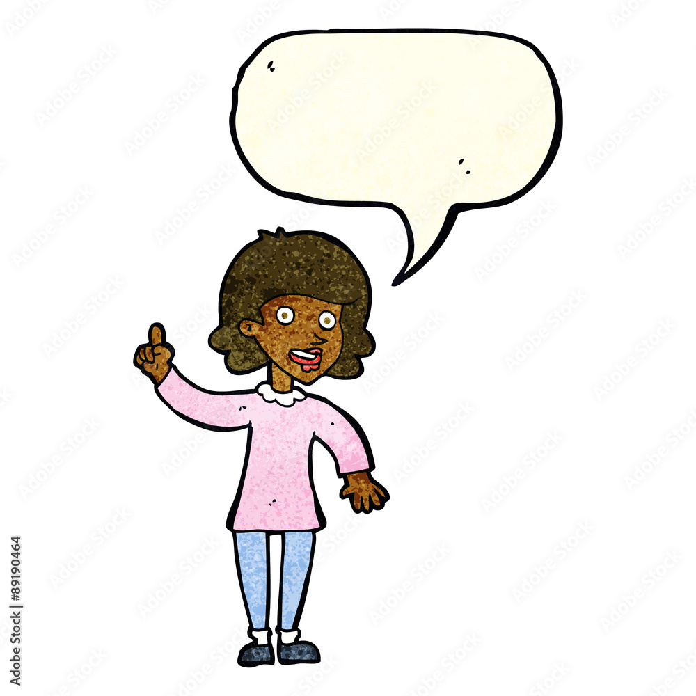cartoon woman with idea with speech bubble cartoon woman with idea with speech bubble