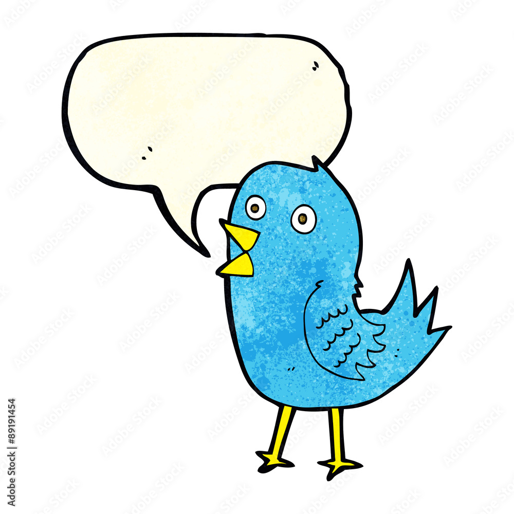 cartoon bluebird with speech bubble cartoon bluebird with speech bubble