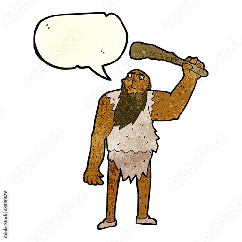 cartoon neanderthal with speech bubble