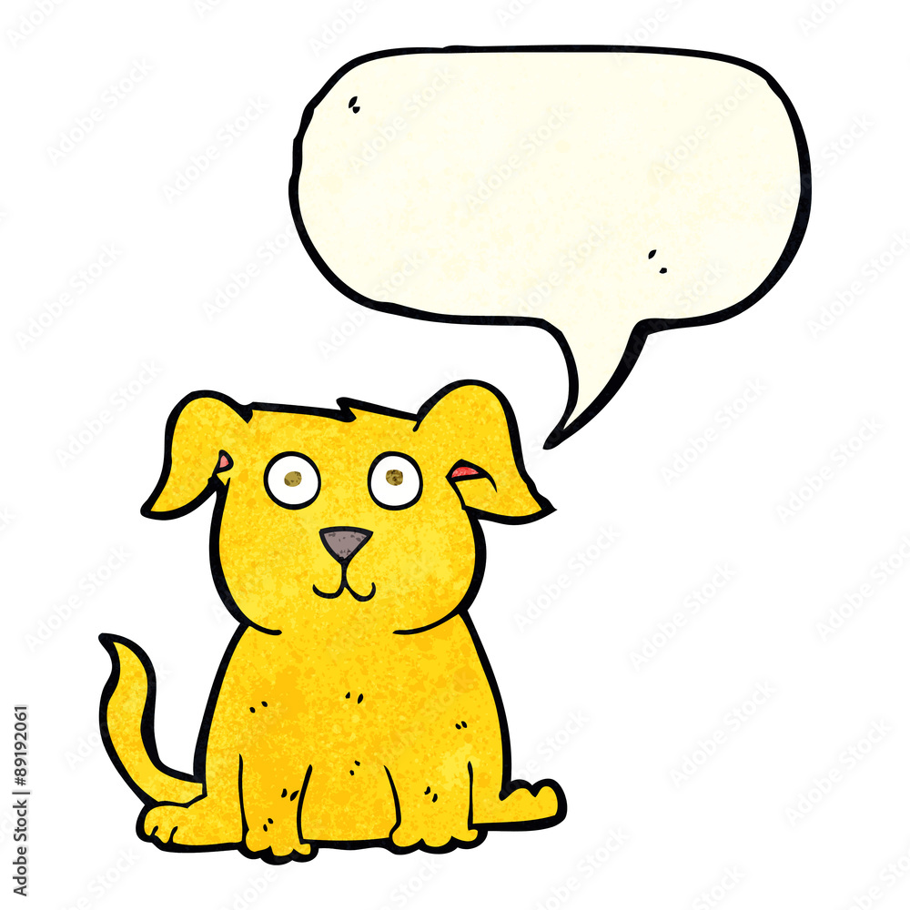 cartoon happy dog with speech bubble cartoon happy dog with speech bubble