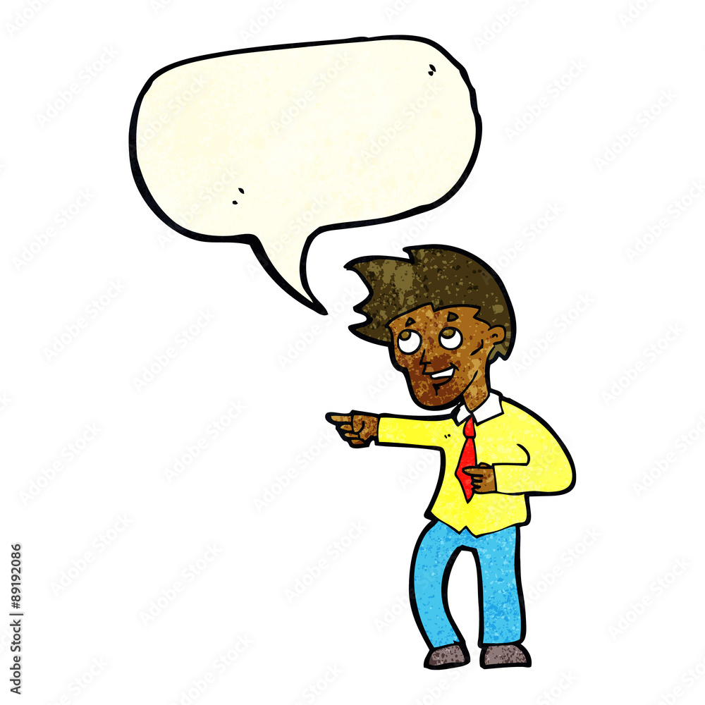 cartoon funny office man pointing with speech bubble cartoon funny office man pointing with speech bubble