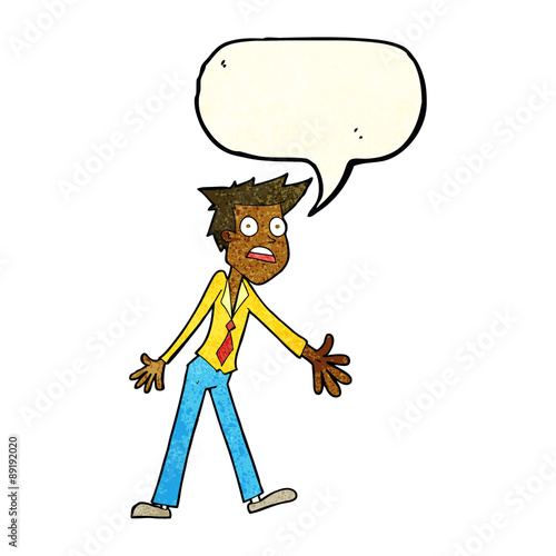 cartoon stressed man with speech bubble