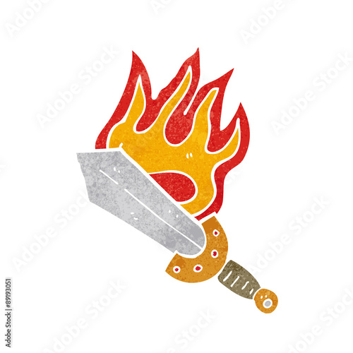 cartoon flaming sword