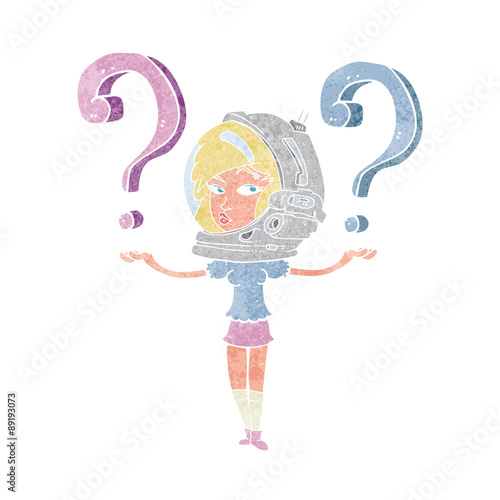 cartoon spacewoman asking questions