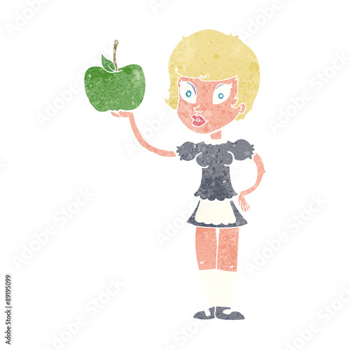 cartoon waitress with healthy food
