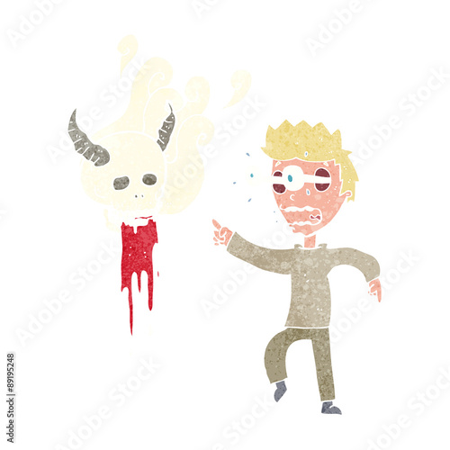 cartoon man haunted by ghost