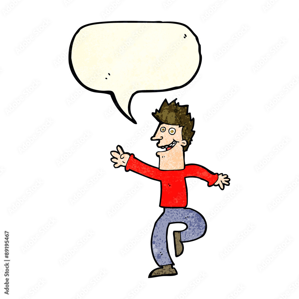 cartoon happy man with speech bubble cartoon happy man with speech bubble