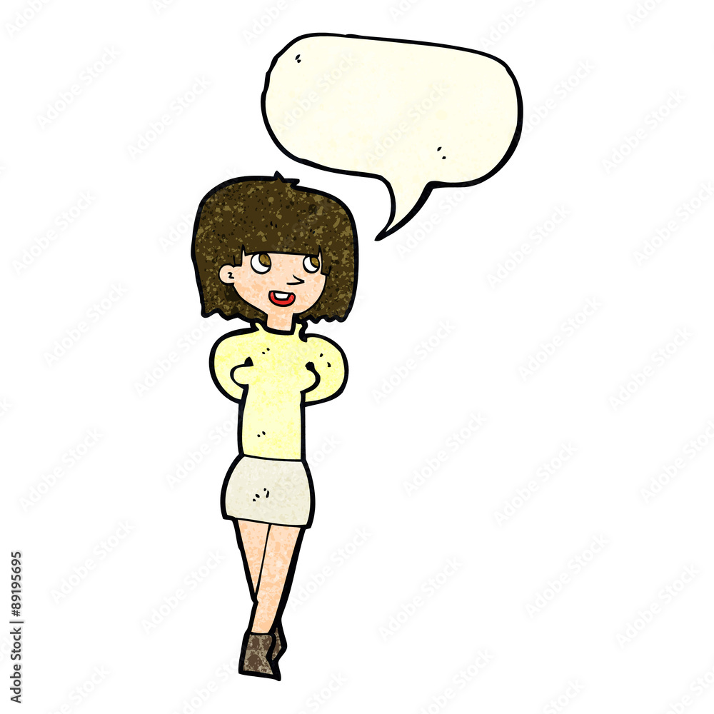 cartoon happy woman with speech bubble cartoon happy woman with speech bubble