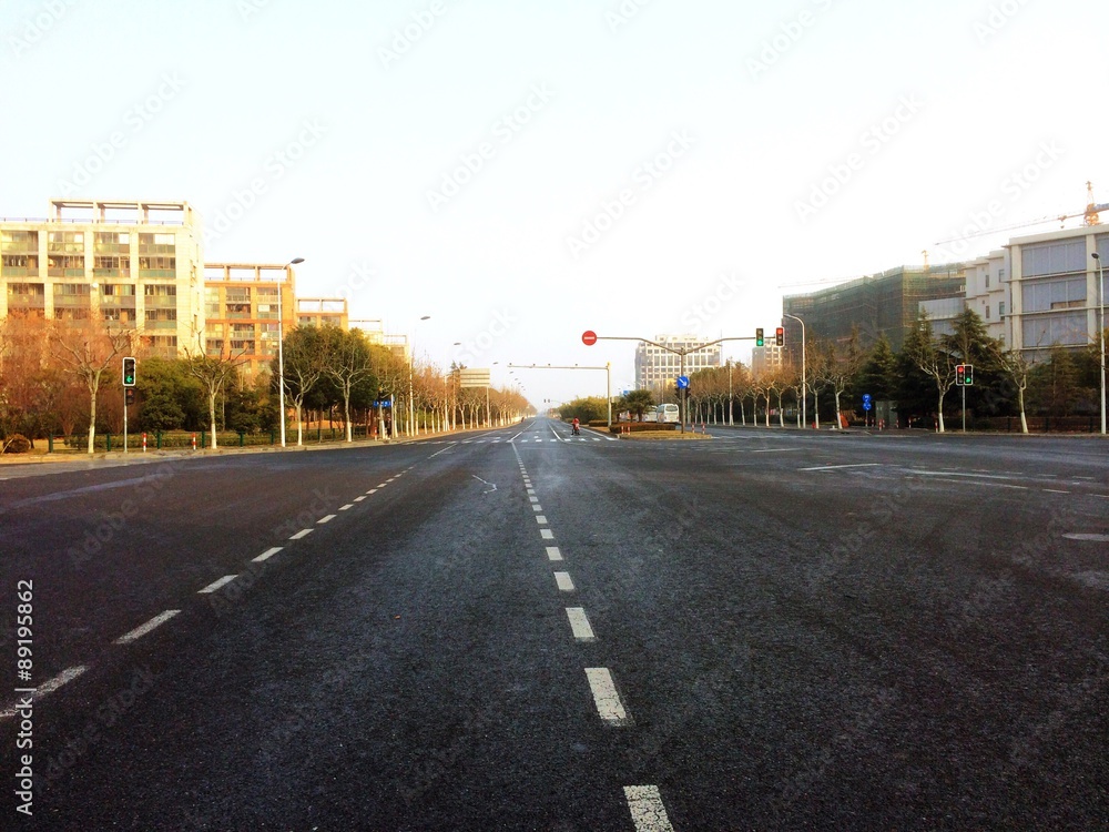 Empty street in Shanghai
