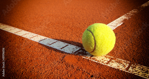 Tennis ball on court,close up