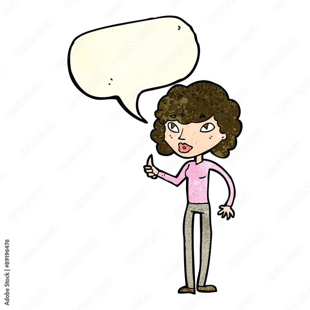 cartoon woman giving thumbs up symbol with speech bubble cartoon woman giving thumbs up symbol with speech bubble