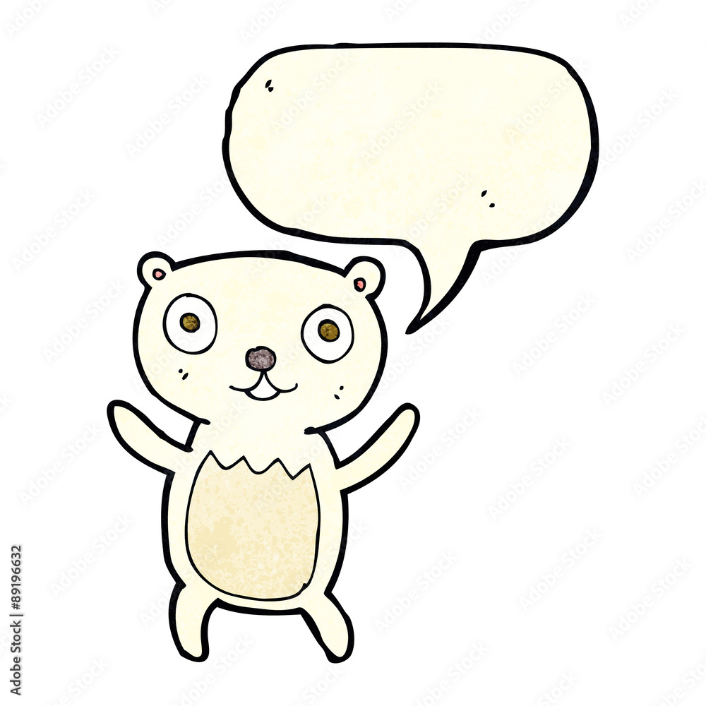 cartoon polar bear cub with speech bubble cartoon polar bear cub with speech bubble