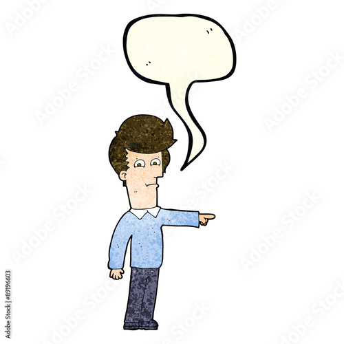 cartoon man pointing with speech bubble