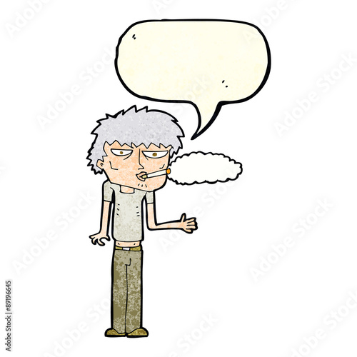 cartoon smoker with speech bubble