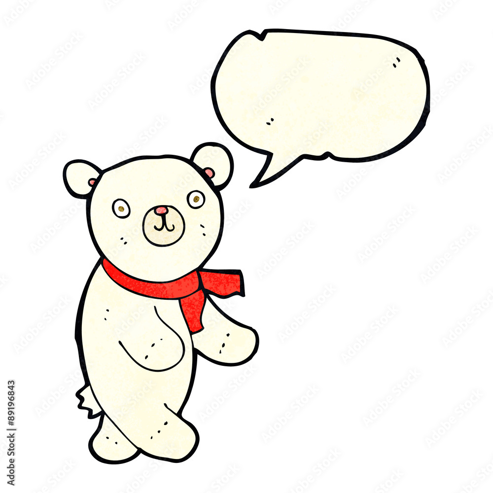 Naklejka premium cute cartoon polar teddy bear with speech bubble
