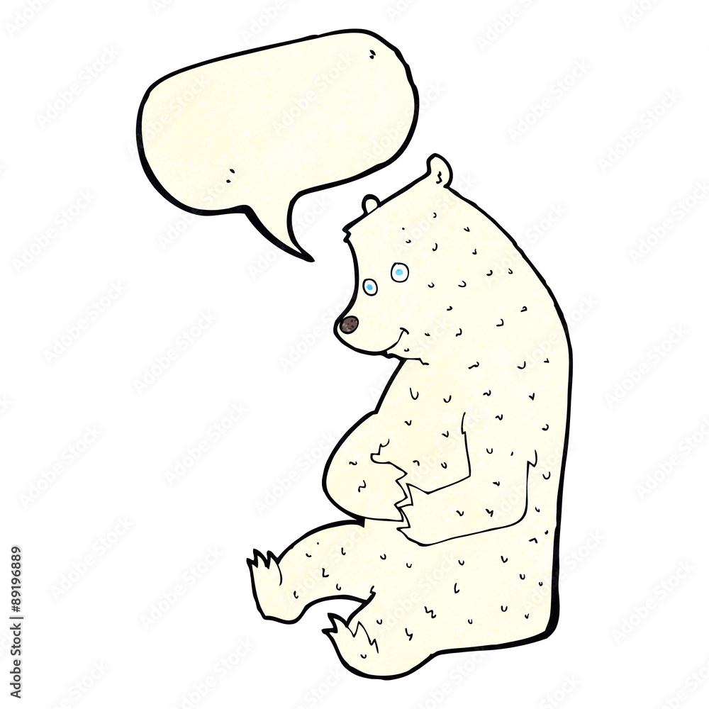 cartoon happy polar bear with speech bubble cartoon happy polar bear with speech bubble