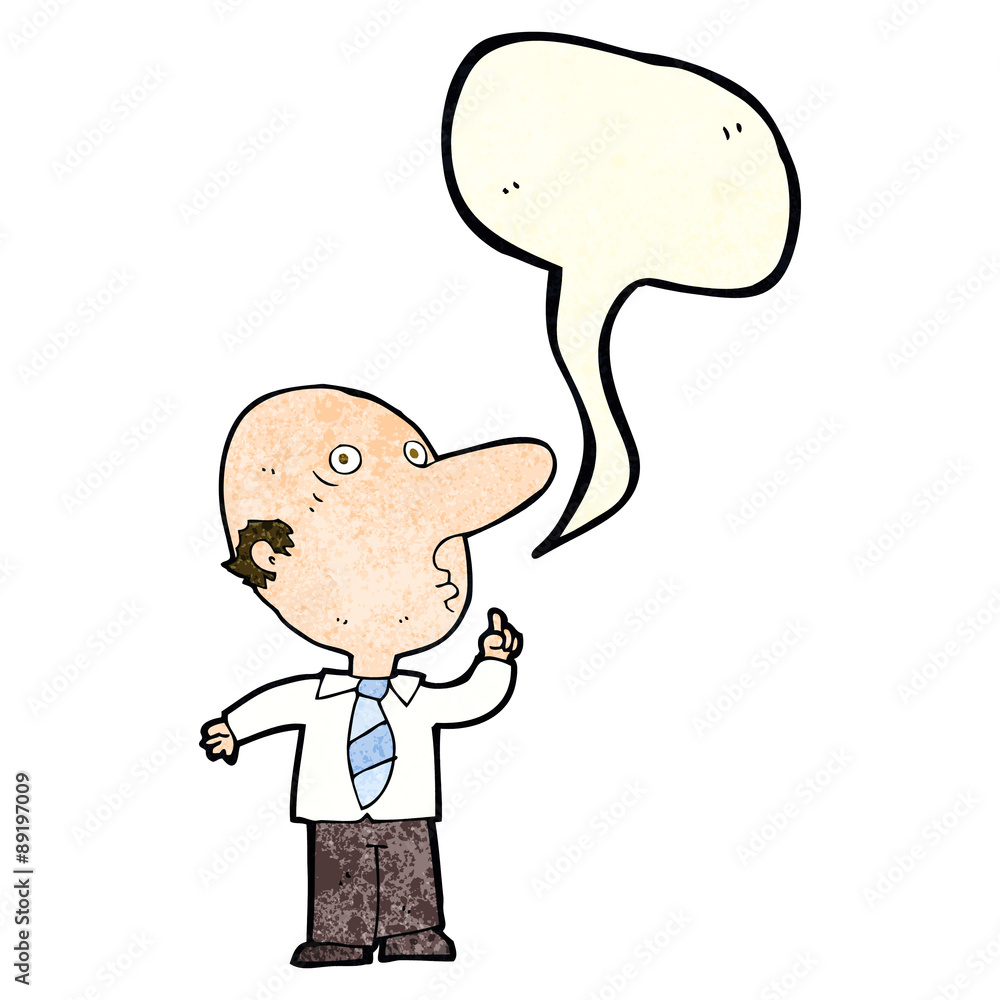 cartoon bald man asking question with speech bubble cartoon bald man asking question with speech bubble
