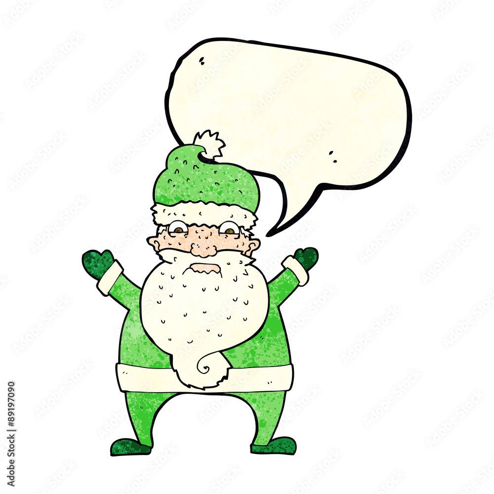 cartoon stressed out santa with speech bubble cartoon stressed out santa with speech bubble