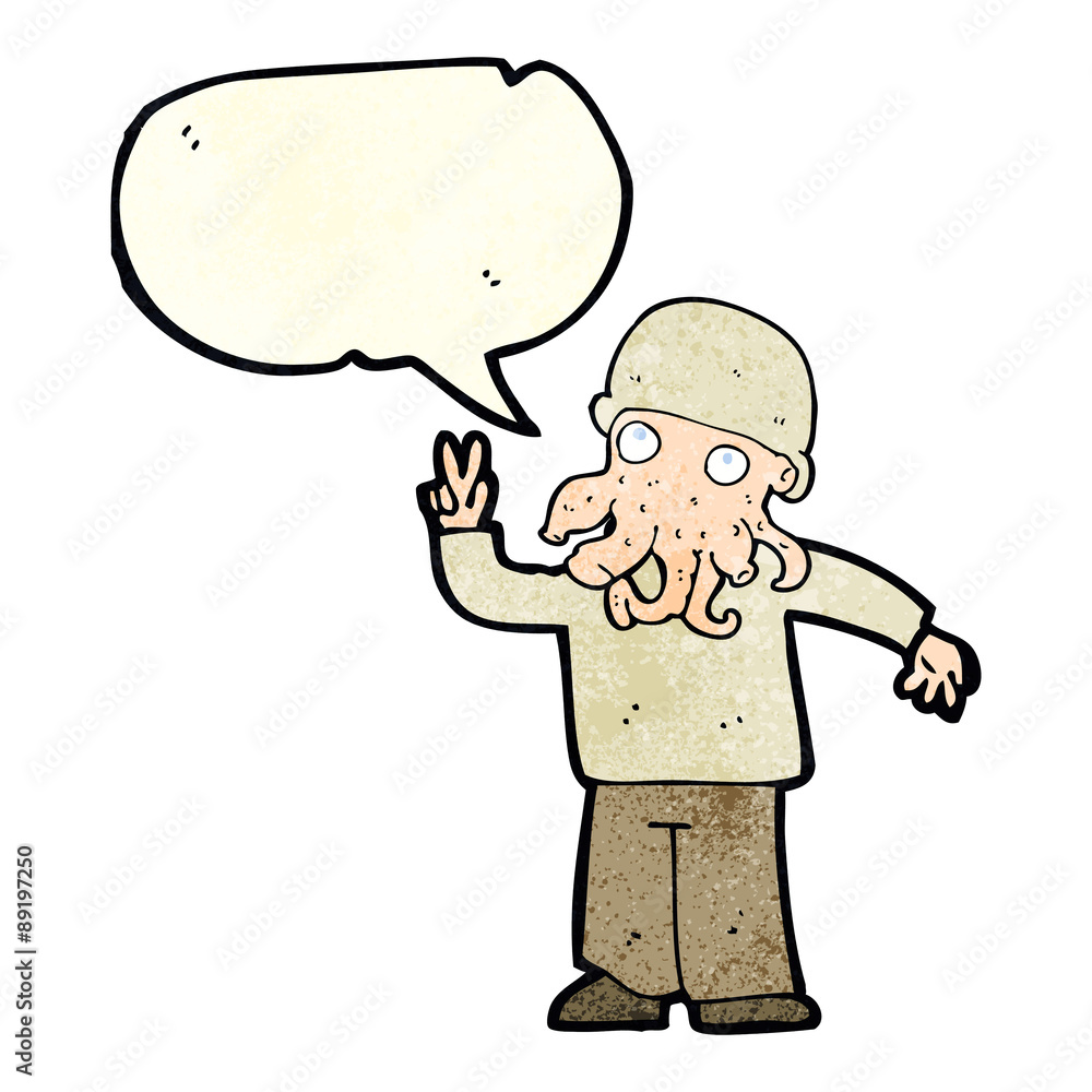 cartoon cool alien with speech bubble cartoon cool alien with speech bubble