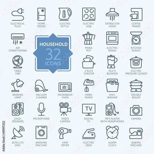 Tableau sur toile Outline icon collection - household appliances