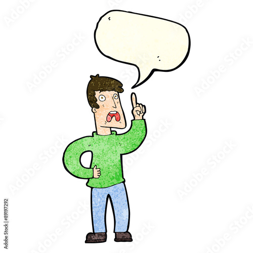 cartoon man with complaint with speech bubble