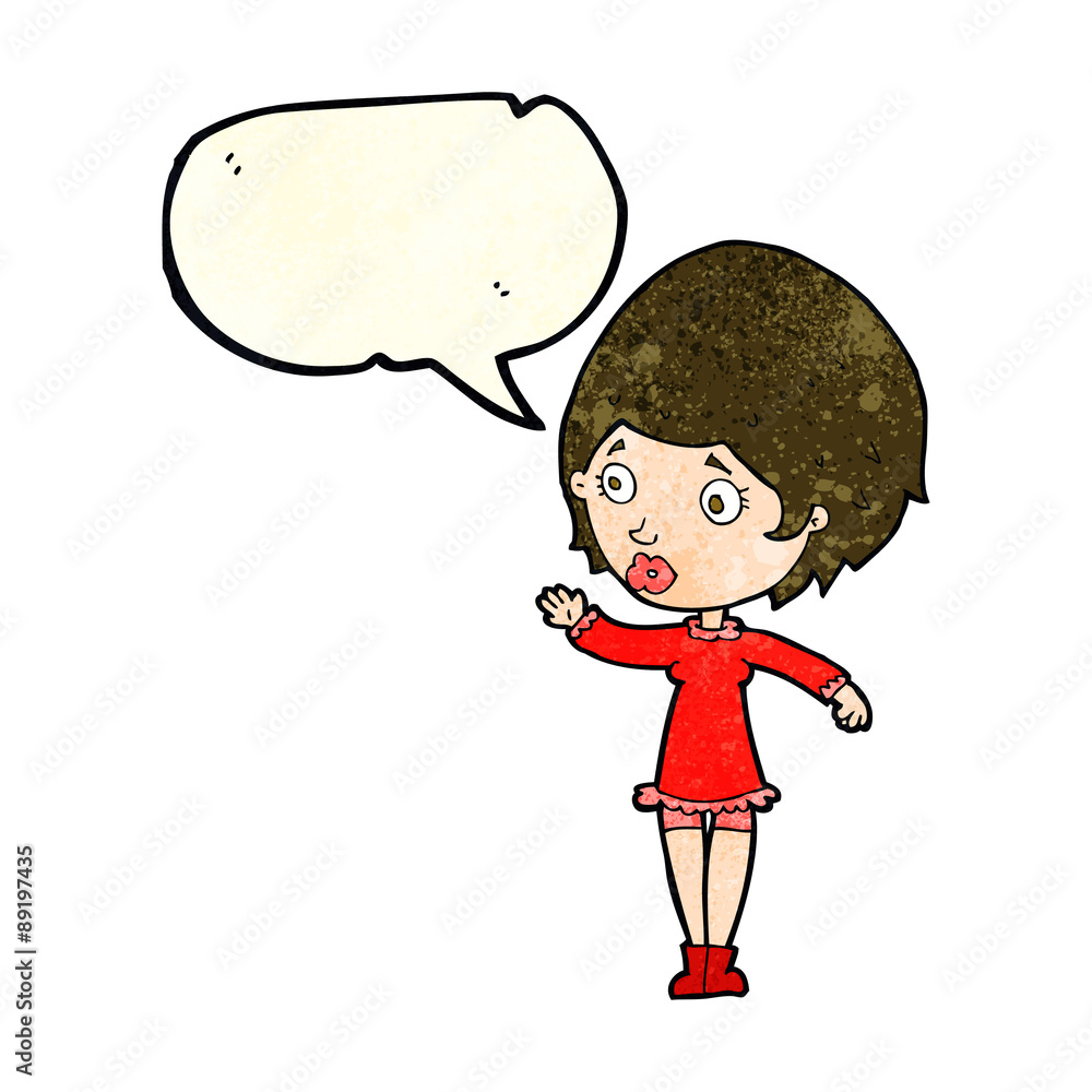 cartoon pretty woman with speech bubble cartoon pretty woman with speech bubble
