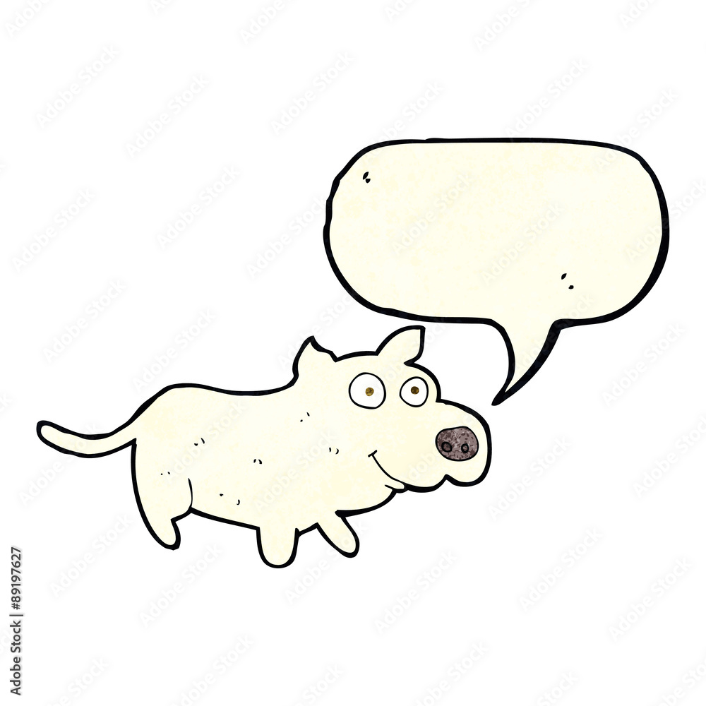 cartoon happy little dog with speech bubble cartoon happy little dog with speech bubble
