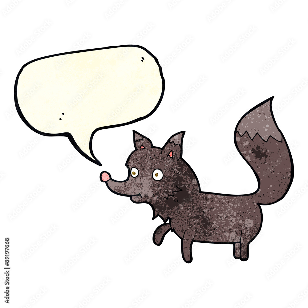 cartoon wolf cub with speech bubble cartoon wolf cub with speech bubble