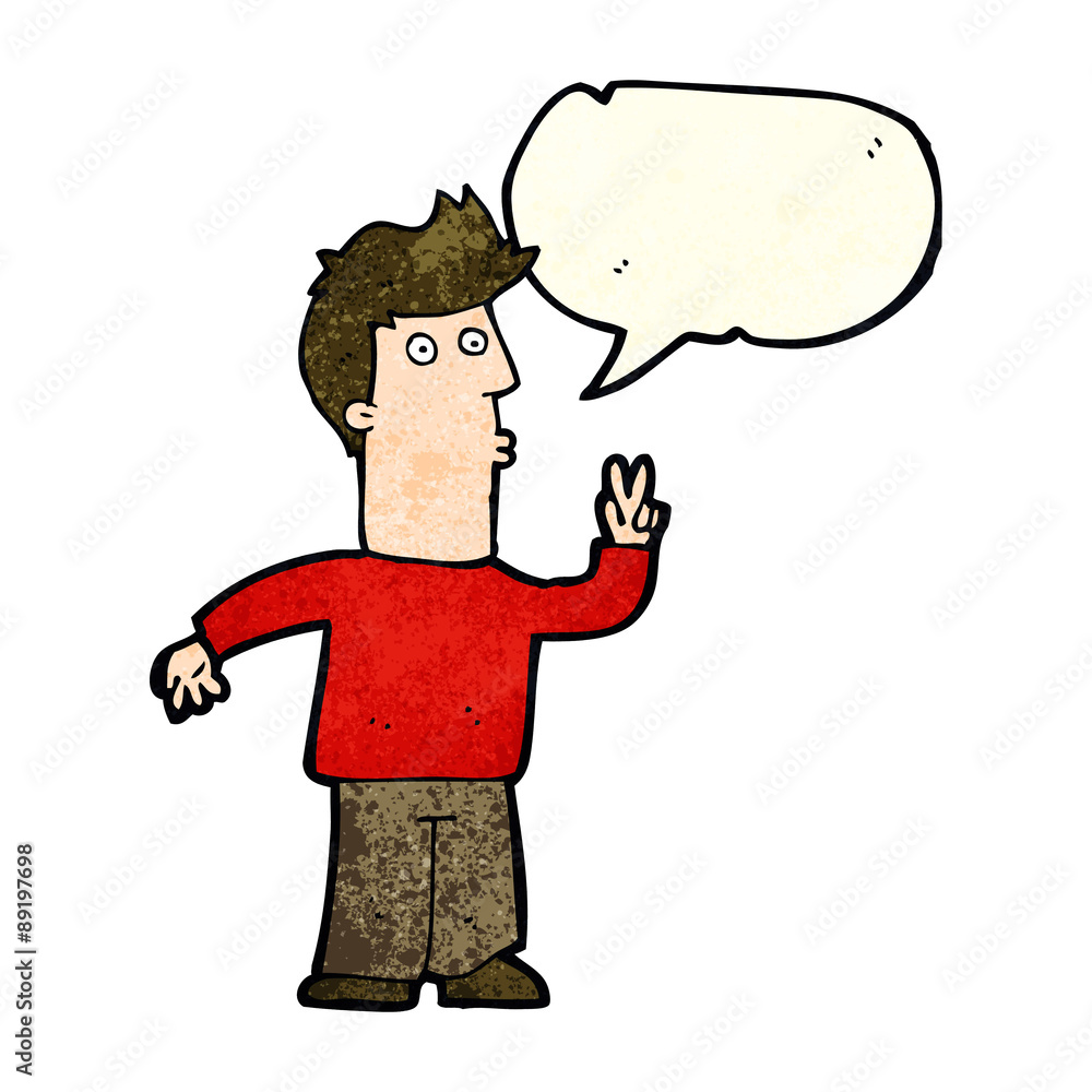 cartoon man signaling with hand with speech bubble cartoon man signaling with hand with speech bubble