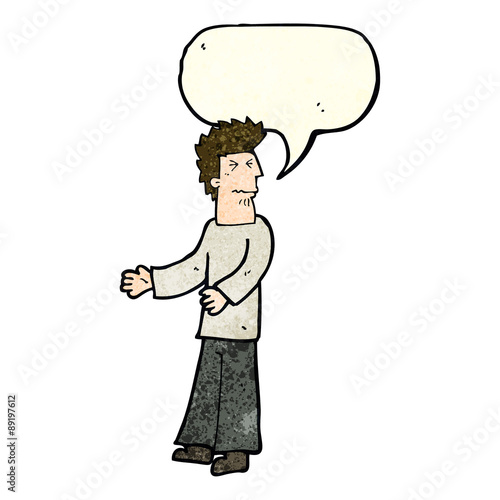 cartoon disgusted man with speech bubble