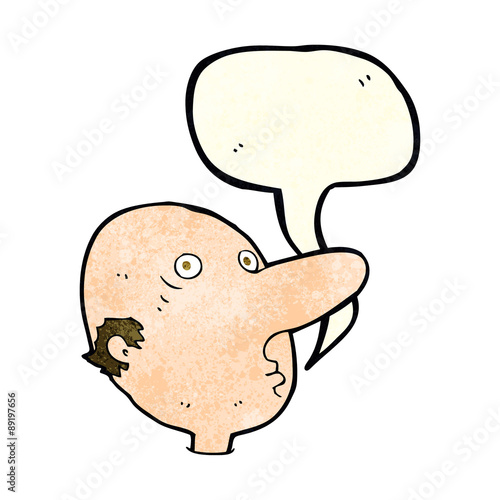cartoon balding man with speech bubble
